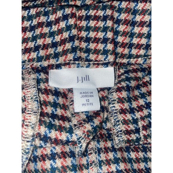 J.Jill Pull On Pants Houndstooth Multicolor Cuffed Ankle Petite 12P - Picture 3 of 6